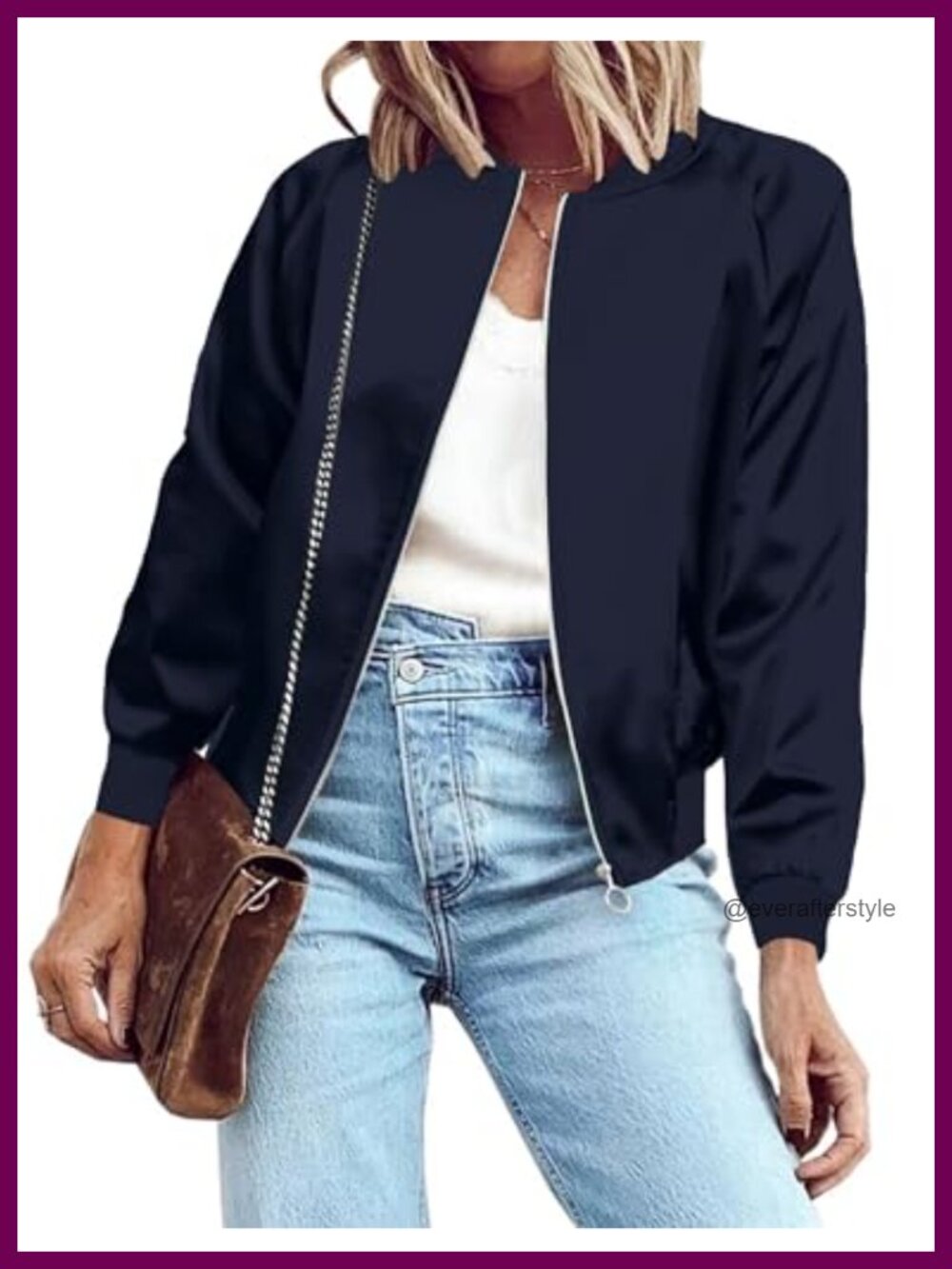 Women's Lightweight Zip Up Bomber Jacket Casual Windbreaker